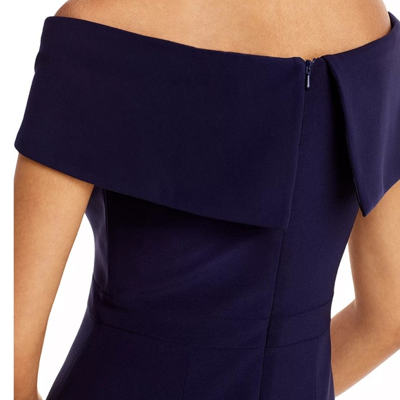Aqua Off-The-Shoulder Gown - Navy, Size 2 - Picture 4 of 9